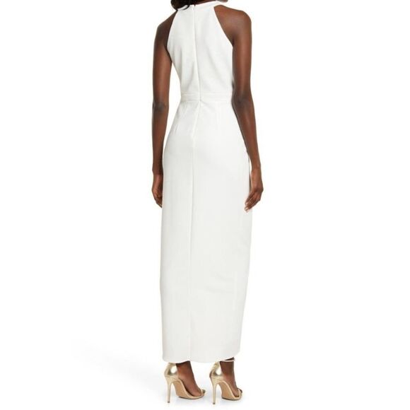 XSCAPE Tulip Hem Sleeveless Crepe Gown Dress Ivory 8 NWT - Picture 5 of 5